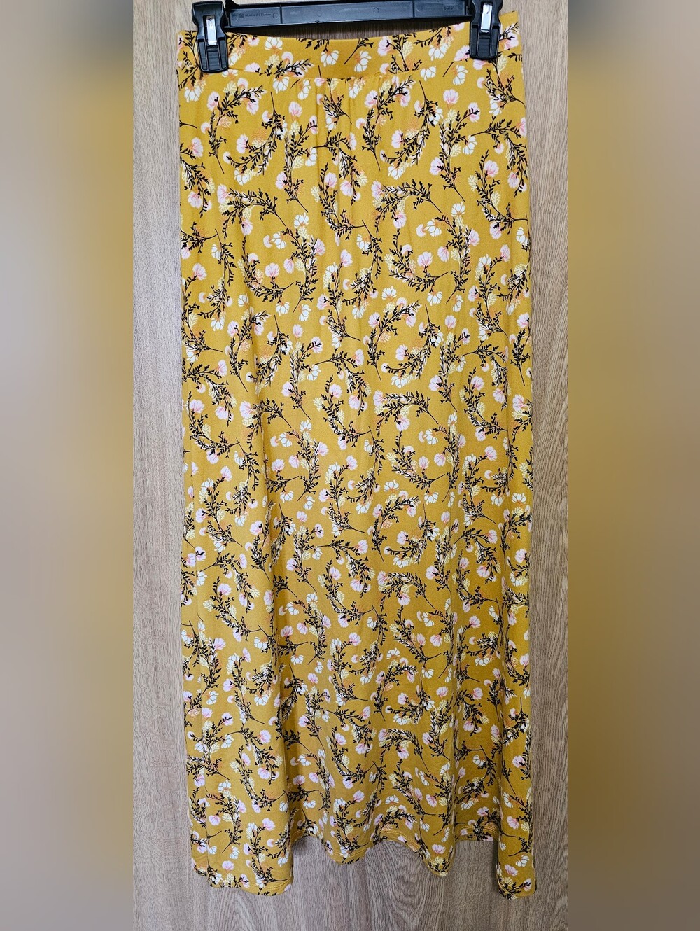 Doublju Mustard Yellow Ochre Floral Skirt Size Small - Picture 5 of 7